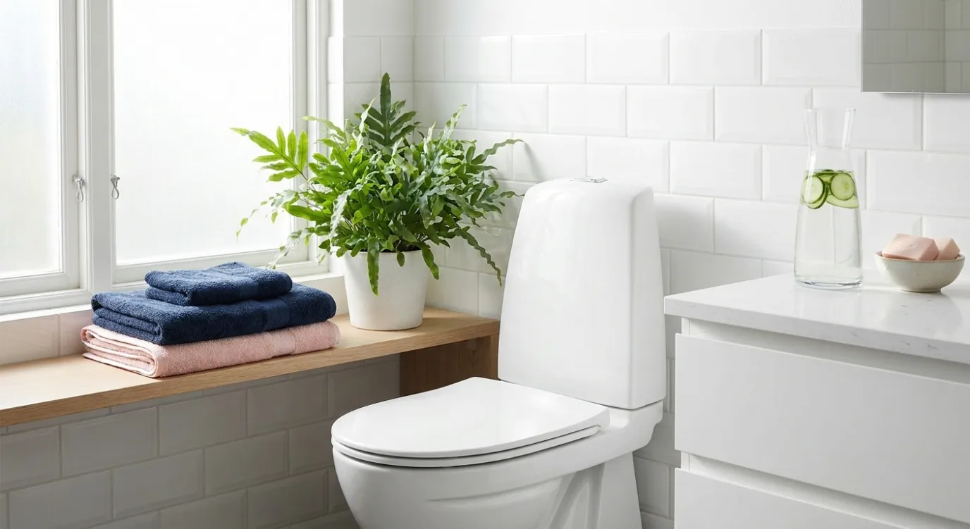 Schone witte toiletpot in een lichte badkamer
